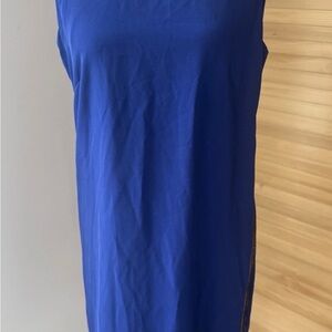 BCBG Maxazria Sm Orient Blue Shift Dress W/ Beaded Side Trim Lined